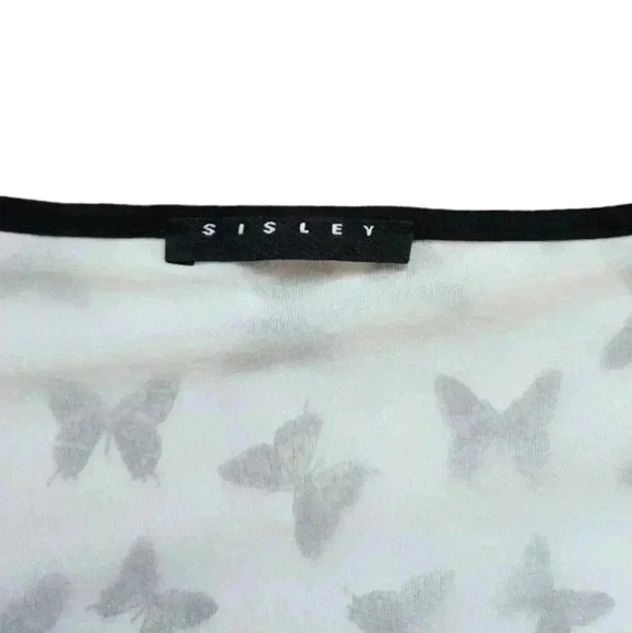 Sisley Dress Butterfly Print Black White Fairy Y2K Shift Dress Fairy Women L - Picture 9 of 11